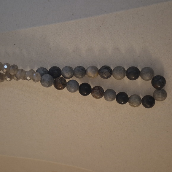 Vintage Picasso Jasper & natural faceted Agate Rondelle Beaded Long Necklace - Picture 14 of 16